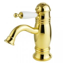 Смеситель для раковины Migliore Oxford, однорычажный/термостатический, неповоротный, длина 135 мм, керамический картридж, латунь, цвет золото/белый