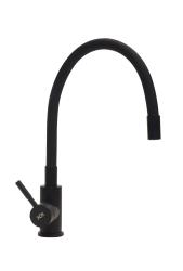 Смеситель для кухни/мойки Ukinox UM2106 - 26 BL однорычажный, поворотный/гибкий, керамический, длина излива 200 мм, нержавеющая сталь, цвет уголь/черный