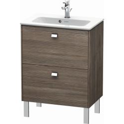 Тумба под раковину Duravit Brioso, 62х38,9х68,3 см, напольная, цвет: сосна терра/хром, 2 выдвижных ящика, ДСП, прямоугольная, левая/правая, в ванную комнату