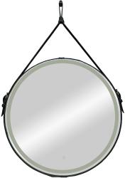 Зеркало Континент "Millenium Black Led", 65х65 см, с LED/ЛЕД-подсветкой (теплая), круглое, выключатель сенсорный, для ванны, на ремне, навесное/подвесное/настенное