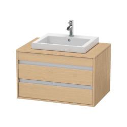 Тумба под раковину для консоли/столешницы Duravit Ketho 80х55х49,6 см, подвесная, ДСП, цвет: натуральный дуб, 2 выдвижных ящика, для встраиваемой сверху раковины, прямоугольная