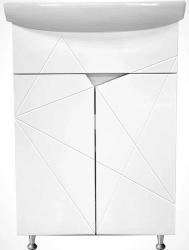 Тумба с раковиной GRADEONIKA Орион 55, 48,8х30,1х69,5 см, напольная, 2 распашные дверцы с фрезеровкой, МДФ/ЛДСП, механизм доводчика, прямоугольная, цвет белый, прямоугольная 52032