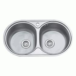 Мойка Ledeme 79х44х180 см толщина 0,8 мм двойная, врезная с сифоном 3 1/2" глянцевая L87944B