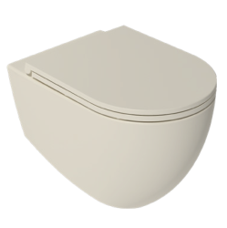 Унитаз подвесной ISVEA Infinity, 365х530х400 мм, цвет: слоновая кость матовая, горизонтальный (в стену) выпуск, без сиденья, безободковый, антивсплеск, под скрытый бачок