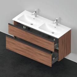 Тумба под раковину Duravit D-Neo, 128х46,2х62,5 см, подвесная, 2 выдвижных ящика, ДСП, цвет: орех матовый, шкафчик навесной, прямоугольная, правая/левая, в ванную комнату