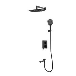 Душевая система Raglo R30.27.06 встраиваемая, цвет черный, комплект: однорычажный смеситель/излив/тропический душ прямоугольный (с верхней лейкой)/лейка/шланг, скрытый монтаж