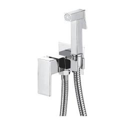 Смеситель с гигиеническим душем Splenka S98.52 встраиваемый, однорычажный, керамический, без излива, с гибким шлангом/лейкой, латунь/пластик, цвет хром