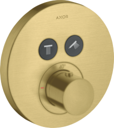 Смеситель для душа Axor ShowerSolutions, термостатический, скрытого монтажа, 2 потребителя, настенный, без излива/шланга/лейки, круглый, латунный, цвет шлифованная медь, с термостатом