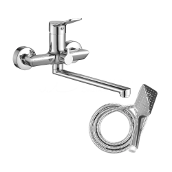 Смеситель для ванны/душа Olives AVIA AV17221 однорычажный, керамический картридж, настенный, излив поворотный 320 мм, латунь, цвет хром