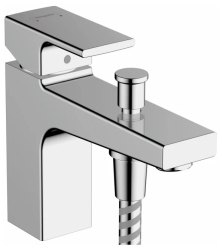 Смеситель для ванны Hansgrohe Vernis Shape Monotrou на борт ванны однорычажный, неповоротный, латунный, длина излива 9,5 см, керамический, цвет хром, без душевого шланга/лейки, для 2 потребителей, на 1 отверстие