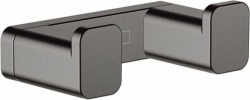 Крючок Hansgrohe AddStoris, двойной, размер 6,6х3,6х2,1 см, настенный, латунь, форма квадратная, для полотенца в ванную/туалет/душевую кабину, цвет шлифованный черный хром
