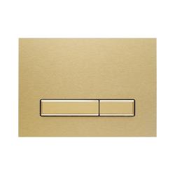 Кнопка смыва KK-POL Aquafiori Diamond прямоугольная, цвет золото брашированное, матовое, нержавеющая сталь, клавиша управления для сливного бачка, инсталляции унитаза, двойная, механическая, панель, универсальная, размер 245х175х13 мм