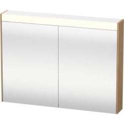 Зеркальный шкаф Duravit Brioso, 82х76х14,8 см, подвесной, цвет: дуб европейский, зеркало с подсветкой LED/ЛЭД, выключатель/розетка, с 2 распашными дверцами/двухстворчатый, 2 стеклянные полки, прямоугольный