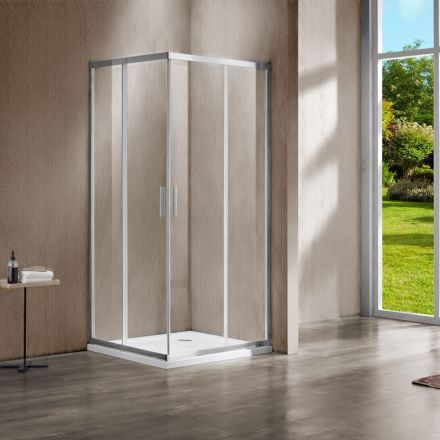 Душевое ограждение Vincea Garda  100х80х190 см, прозрачное стекло, профиль хром, левое/правое, прямоугольное/угловое, две двери раздвижные
