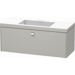 Тумба c раковиной Duravit Brioso, 120х48х50,2 см, подвесная, 1 выдвижной ящик, ДСП, цвет: бетонно-серый/хром /Vero Air, мебельная, прямоугольная, цвет белый, фарфоровая, без отверстия под смеситель, без перелива