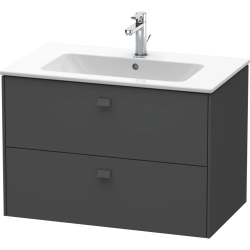 Тумба под раковину Duravit Brioso, 82х47,9x55,3 см, подвесная, 2 выдвижных ящика, ДСП, цвет: графит матовый, шкафчик навесной, механизм доводчика, прямоугольная, правая/левая, в ванную комнату