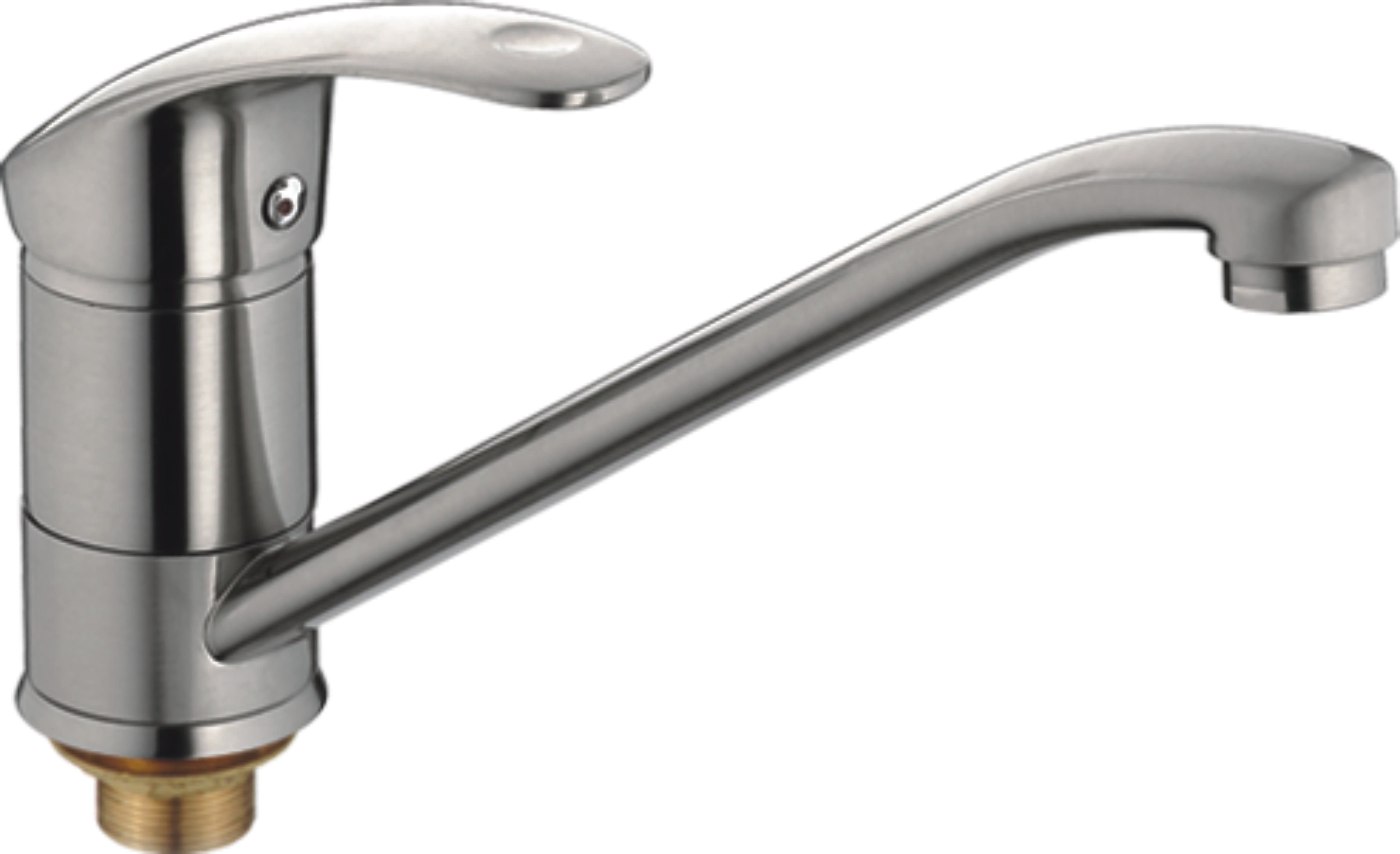 Смеситель для кухни/мойки HAIBA однозахватный, поворотный, латунный, с длинным изливом, длина 254 мм, латунь, цвет сатин