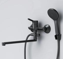 Смеситель для ванны/душа AM.PM X-Joy S, настенный, однорычажный, поворотный, латунный, длина излива 325 мм, керамический, цвет черный