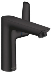 Смеситель для раковины Hansgrohe Talis E 150 однорычажный, фиксированный излив, длина излива 14,1 см, керамический, латунь, цвет матовый черный, с донным клапаном