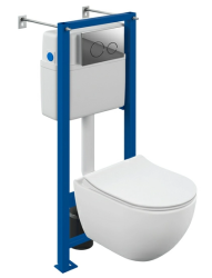 Комплект унитаза с инсталляцией Cersanit BRASKO SMART CO DPL EO slim инсталляция VECTOR кнопка TWINS пластик хром глянцевый LP