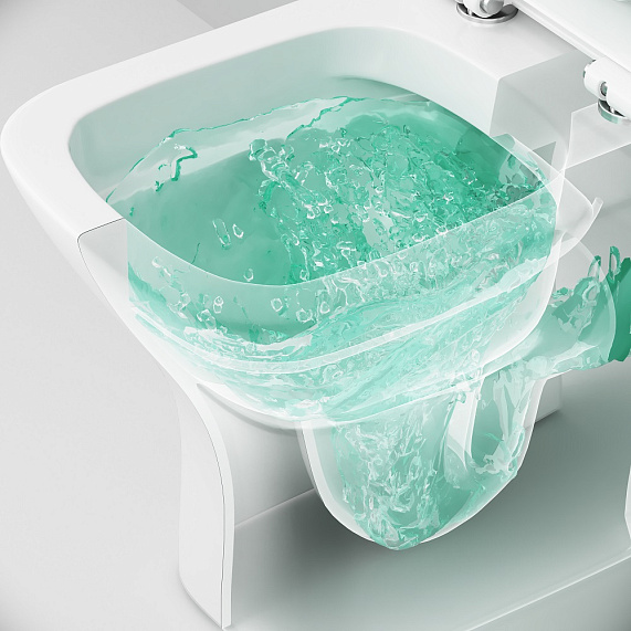 Унитаз компакт Am.Pm Gem 800х605х375 мм цвет белый, напольный, горизонтальный (прямой) выпуск, безободковый, с сиденьем микролифт, дюропласт, нижняя подводка воды, антивсплеск