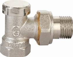 Клапан настроечный Kromwell 3/4" вн/нр. угловой, (вентиль) с полусгоном, запорный, для радиатора отопления, латунный, никелированный