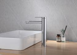 Смеситель для накладной раковины/умывальника ABBER Emotion однорычажный, округлый, неповоротный, высокий, длина излива 162 мм, латунь, цвет хром