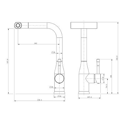 Смеситель для кухни/мойки Splenka S206.49.05 однорычажный, поворотный/мультифункциональный излив, нержавеющая сталь, длина излива 202 мм, высота излива 318 мм цвет сатин