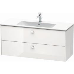 Тумба под раковину Duravit Brioso, 122х47,9х55,5 см, подвесная, 2 выдвижных ящика, ДСП, цвет: белый глянец/хром, шкафчик навесной, механизм доводчика, прямоугольная, правая/левая, в ванную комнату