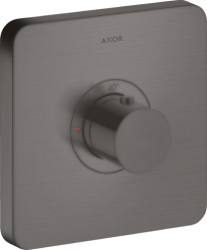 Смеситель для душа Axor ShowerSelect HighFlow softsquare, термостатический, скрытого монтажа, 1 потребитель, настенный, без излива/шланга/лейки, квадратный, латунный, цвет шлифованный черный хром, с термостатом