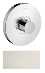 Смеситель для душа Axor ShowerSelect HighFlow, термостатический, скрытого монтажа, 1 потребитель, настенный, без излива/шланга/лейки, круглый, латунный, цвет под сталь, с термостатом Смеситель для душа Axor ShowerSelect HighFlow, термостатический, скрытого монтажа, 1 потребитель, настенный, без излива/шланга/лейки, круглый, латунный, цвет под сталь, с термостатом