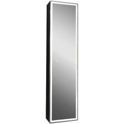 Зеркальный шкаф Континент "Mirror Box black Led", 40х160 см, подвесной, с LED/ЛЕД-подсветкой, выключатель: сенсорный, цвет черный, зеркало, 1 распашная дверца, прямоугольный