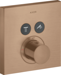 Смеситель для душа Axor ShowerSelect, термостатический, скрытого монтажа, 2 потребителя, настенный, без излива/шланга/лейки, квадратный, латунный, цвет шлифованное красное золото, с термостатом
