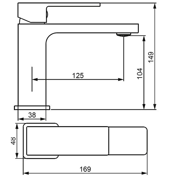 Смеситель для раковины/умывальника Damixa Gala, однорычажный, неповоротный, керамический, длина излива 125 мм, латунь, цвет черный матовый