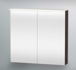 Зеркальный шкаф Duravit Happy D.2, 80х76х20,8 см, подвесной, цвет: дуб темный, зеркало с подсветкой LED/ЛЭД, сенсорный выключатель, с 2 распашными дверцами/двухстворчатый, 2 стеклянные полки, прямоугольный