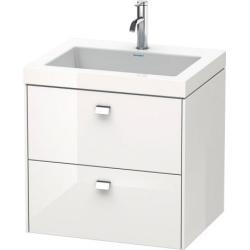 Тумба c раковиной Duravit Brioso, 60х48х61,3 см, подвесная, 2 выдвижных ящика, ДСП, цвет: белый глянец/хром /Vero Air, мебельная, прямоугольная, цвет белый, фарфоровая, с площадкой под смеситель, без перелива