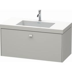 Тумба c раковиной Duravit Brioso, 100х48х50,2 см, подвесная, 1 выдвижной ящик, ДСП, цвет: бетонно-серый /Vero Air, мебельная, прямоугольная, цвет белый, фарфоровая, с площадкой под смеситель, без перелива