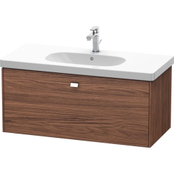 Тумба под раковину Duravit Brioso, 102х46,9х45,2 см, подвесная, 1 выдвижной ящик, ДСП, цвет: орех темный/хром, шкафчик навесной, механизм доводчика, прямоугольная, правая/левая, для раковины D-Code, в ванную комнату
