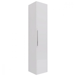 Пенал Dreja Prime 35 см, 35х154,5х35 см, подвесной/напольный, цвет белый глянец, 1 распашная дверь, со стеклянными полками, шкаф/шкафчик подвесной/напольный, прямоугольный
