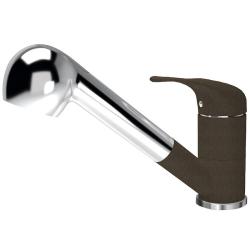 Смеситель для кухни Florentina Сигма, однорычажный, выдвижной, керамический, с режимом душа, высота излива 12,5 см, латунь, цвет коричневый