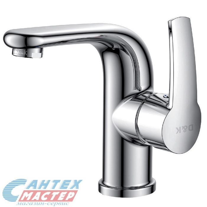 Смеситель для раковины D&K Valerius Rhein однорычажный, излив короткий, длина 107 мм, керамический, латунь, цвет хром, без донного клапана