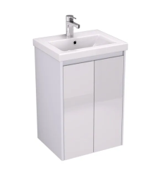 Тумба под раковину Velvex Klaufs 50.2D, 505х400х740 мм, подвесная, цвет белый, 2 распашные дверцы/1 полка/выдвижной органайзер, подходит раковина Como 50, правая/левая, правосторонняя/левосторонняя/универсальная, в ванную комнату