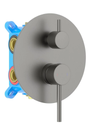 Смеситель для ванны/душа Aquatek Европа настенный, однорычажный, встраиваемый, 3 режима, без излива, латунь, цвет оружейная сталь