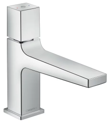 Смеситель для раковины Hansgrohe Metropol 100 одновентильный, фиксированный излив, длина 15,7 см, керамический, латунь, цвет хром, со сливным клапаном Push-Open