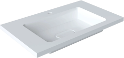 Раковина Madera Modul 70, 670х450х128 мм накладная, прямоугольная, литьевой мрамор, цвет белый, с отверстием под смеситель, без слива-перелива