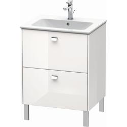 Тумба под раковину Duravit Brioso, 62х47,9х68,5 см, напольная, цвет: белый глянец/хром, 2 выдвижных ящика, ДСП, прямоугольная, левая/правая, в ванную комнату