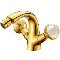 Смеситель для биде Boheme Imperiale Presente, двухвентильный, неповоротный, керамический, длина излива 120 мм, латунь, цвет золото