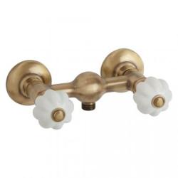 Смеситель для душа Migliore Olivia, настенный, двухвентильный, без излива, керамический, латунь, цвет бронза/белый