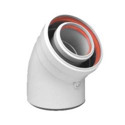 Отвод дымохода коаксиальный Gekon D80/125 промежуточный 45° раструбный, для дымоходов