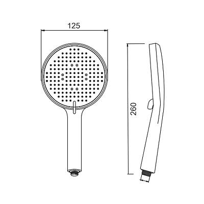 Лейка душевая Splenka S450.51, 125 мм, L 260 мм ручная, круглая, 3 режима, цвет хром, ABS пластик, для душа/ванной
